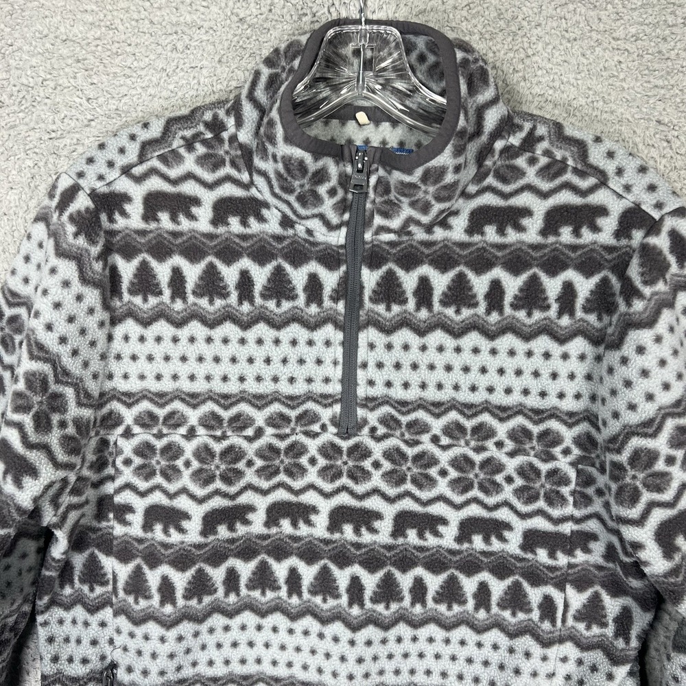 Chubbies Sweater Mens Small Gray 1/4 Zip The Bear Hug Geometric Fleece Pullover